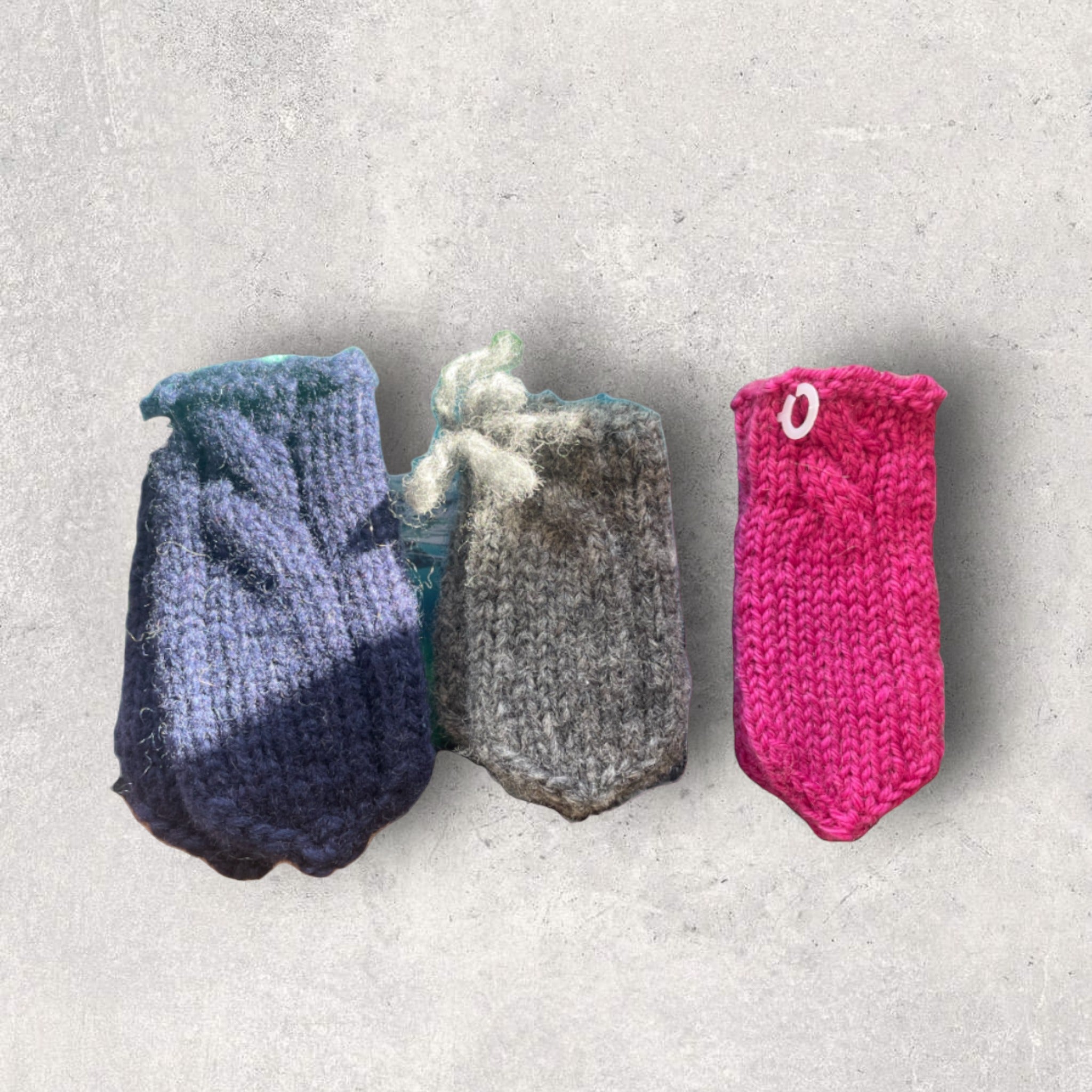 Small gloves for babies by NM in pink, cream, grey Small gloves for babies by NM in pink, cream, grey